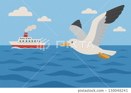 seagull ferry sea 130048241