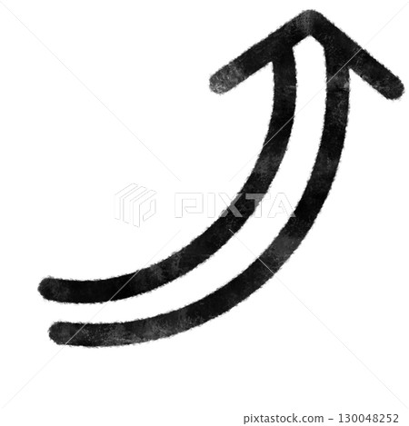 A simple stamp-style black double-lined upward arrow illustration A simple stamp-style black double-lined upward arrow illustration 130048252