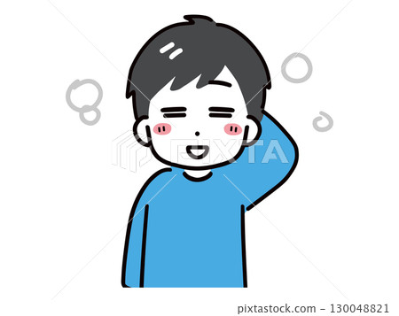 A young man in casual clothes smiling and slightly embarrassed (upper body, front) A young man in casual clothes smiling and slightly embarrassed (upper body, front) 130048821