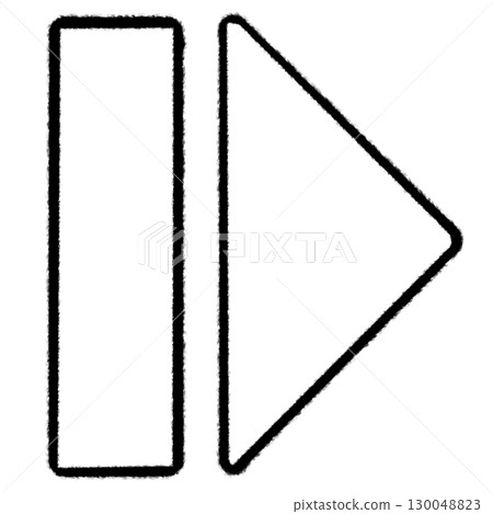 郵票樣式中的白色播放按鈕箭頭的插圖 130048823