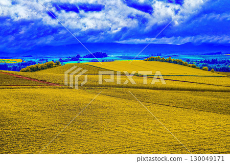 秋色濃重的廣闊山丘 130049171