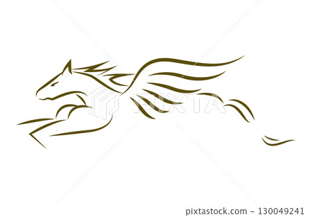 2026 Year of the Horse New Year's card design | Simple line drawing of a Pegasus (horse) 2026 Year of the Horse New Year's card design | Simple line drawing of a Pegasus (horse) 130049241