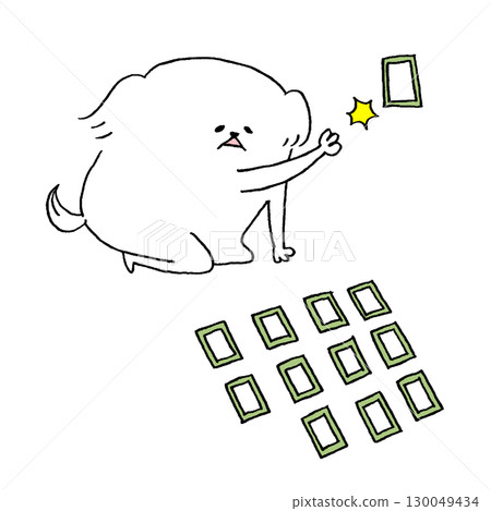 Dog playing karuta Dog playing karuta 130049434