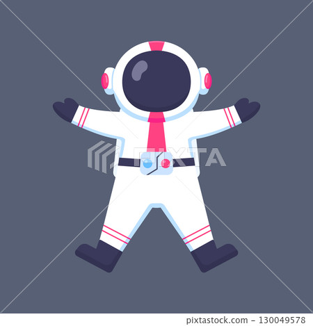 Cute Cartoon Astronaut Floating with Open Arms Cute Cartoon Astronaut Floating with Open Arms 130049578