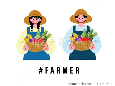 男人和女人耕作的插圖 130049580