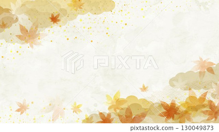 Autumn Japanese style background, watercolor background image of autumn leaves 130049873