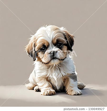 Sitting Shih Tzu puppy 130049927