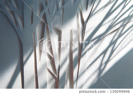 Paper craft. The white world of tree branches (background image) Paper craft. The white world of tree branches (background image) 130049946