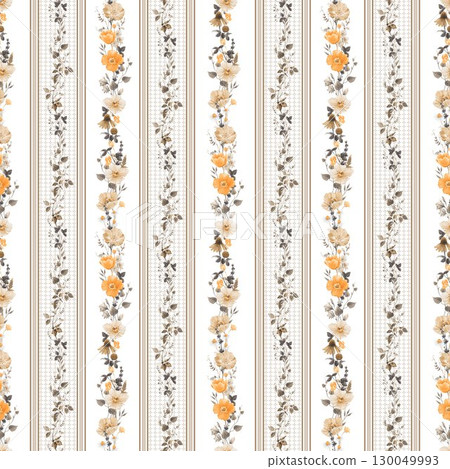 Trendy stylish Vertical Striped floral pattern with wild flowers and intertwining leaves. vintage style pattern. Design for fashion , fabric, textile, wallpaper , wrapping and all prints 130049993