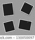 Set of Blank Photo Frames with Clips. Realistic Mockup. Vector 130050097