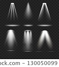 Realistic Spotlight Beam Set. Stage Lighting Effect. Transparent. Vector 130050099