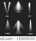 Realistic Spotlight Beam Set. Stage Lighting Effect. Transparent. Vector 130050101