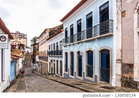 Traditional Portuguese architecture on Rua do Giz street in Sao 130050134