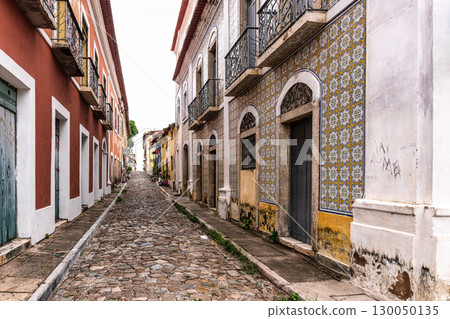 Traditional Portuguese architecture on Rua do Giz street in Sao 130050135