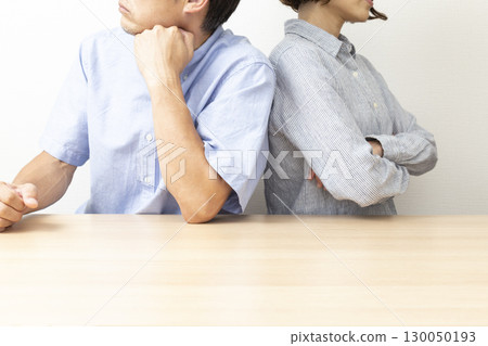 Fighting couple white background Fighting couple white background 130050193