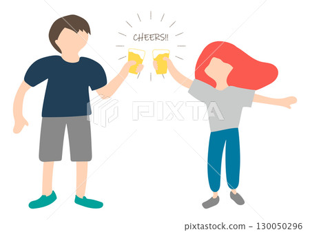 Illustration material of men and women toasting with beer 130050296