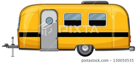 Yellow Vintage Camper Vector Illustration 130050535