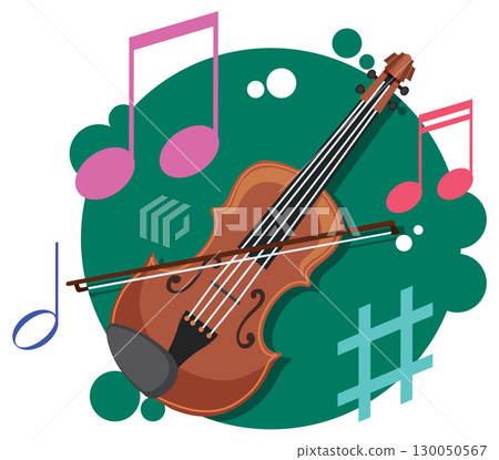 Violin with Musical Notes Vector Illustration 130050567