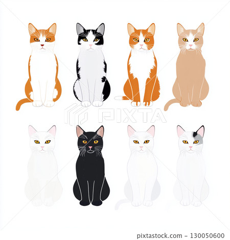 邊境一組抬頭的貓 130050600