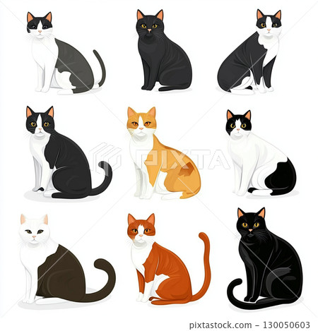 Illustration set of various types of cats 130050603