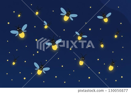 Fireflies dancing in the night sky, anime style 130050877