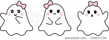 萬聖節鬼魂哥德式圖示裝飾小孩可愛時尚插畫素材 130051156