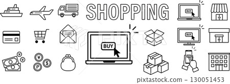 購物相關插圖圖示線描 130051453