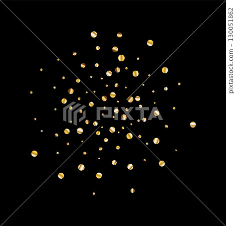 Confetti explosion. Golden serpentine ribbons frame design Confetti explosion. Golden serpentine ribbons frame design 130051862