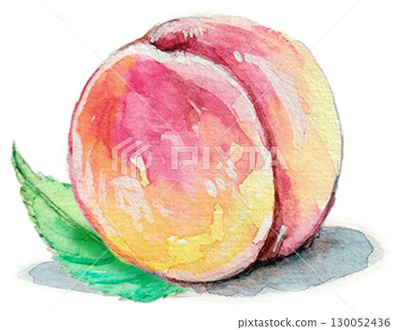 水彩畫的桃子 130052436