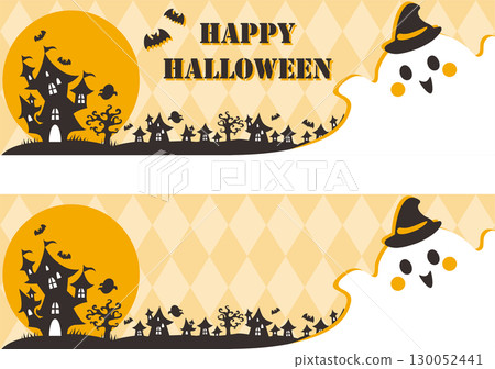 Banner frame Halloween Autumn October ghost cute decoration wallpaper background illustration material 130052441
