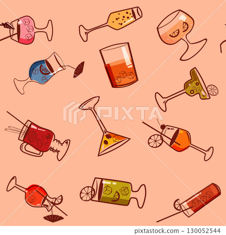 Seamless pattern Cocktail beverages background 130052544