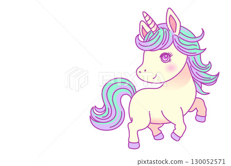 可愛的獨角獸明信片模板 130052571