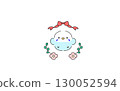 Budgerigar, ribbon and flowers 130052594