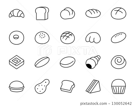 菜單上的麵包線圖示集 130052642