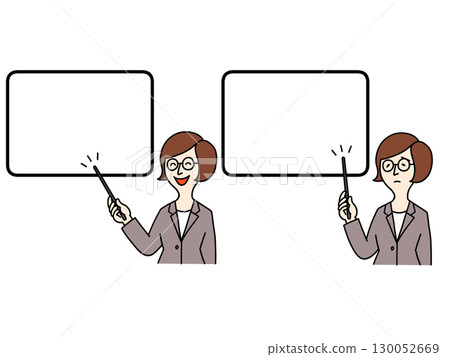 Illustration of a woman explaining 130052669