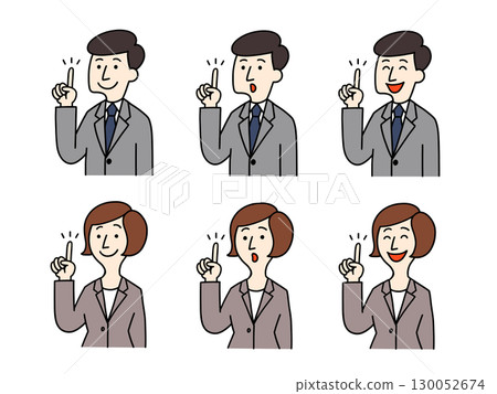 Illustration of a man and woman explaining 130052674