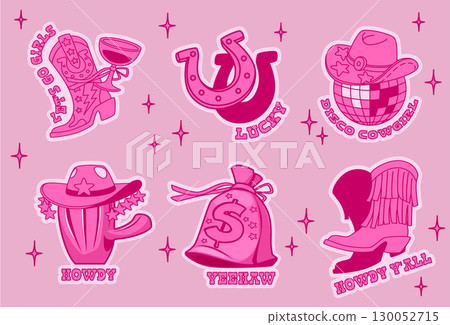 Pink disco cowgirl sticker set Pink disco cowgirl sticker set 130052715