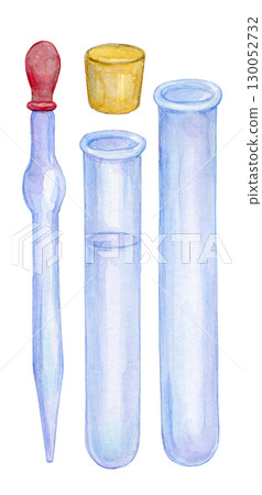 Watercolor illustration laboratory equipment test tube 130052732