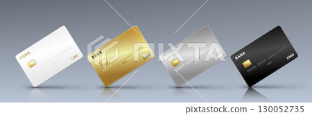 Bank credit card mockup with gold chip 130052735
