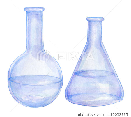 水彩插圖實驗室設備燒瓶 130052785