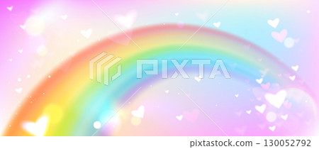 Magical unicorn rainbow with rain sparkles 130052792