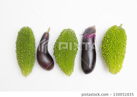 Bitter melon and eggplant stock pictures 130052835