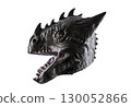 Black dragon head isolated on white background with clipping path 130052866