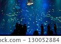 The aquarium's large tank and visitors 130052884
