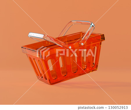 Glass Red empty Shopping Cart from a supermarket for shopping. Shopping Basket, Shopping bag, 3d rendering of the icon Glass Red empty Shopping Cart from a supermarket for shopping. Shopping Basket, Shopping bag, 3d rendering of the icon 130052913