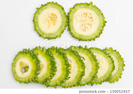sliced bitter gourd stock photo sliced bitter gourd stock photo 130052937