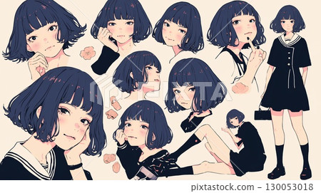 時尚女孩插圖集 130053018