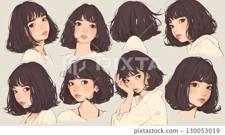 -年輕女子麵部表情變化 130053019