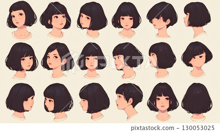 Icons of girls with various hairstyles 130053025