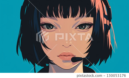 戴著耳機的婦女 戴著耳機的婦女 130053176